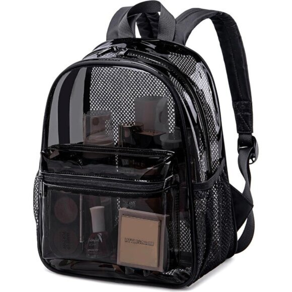 New Beautiful Dark Black Clear Small Backpack for Girls, Women\'s (12x12x6) main image 7